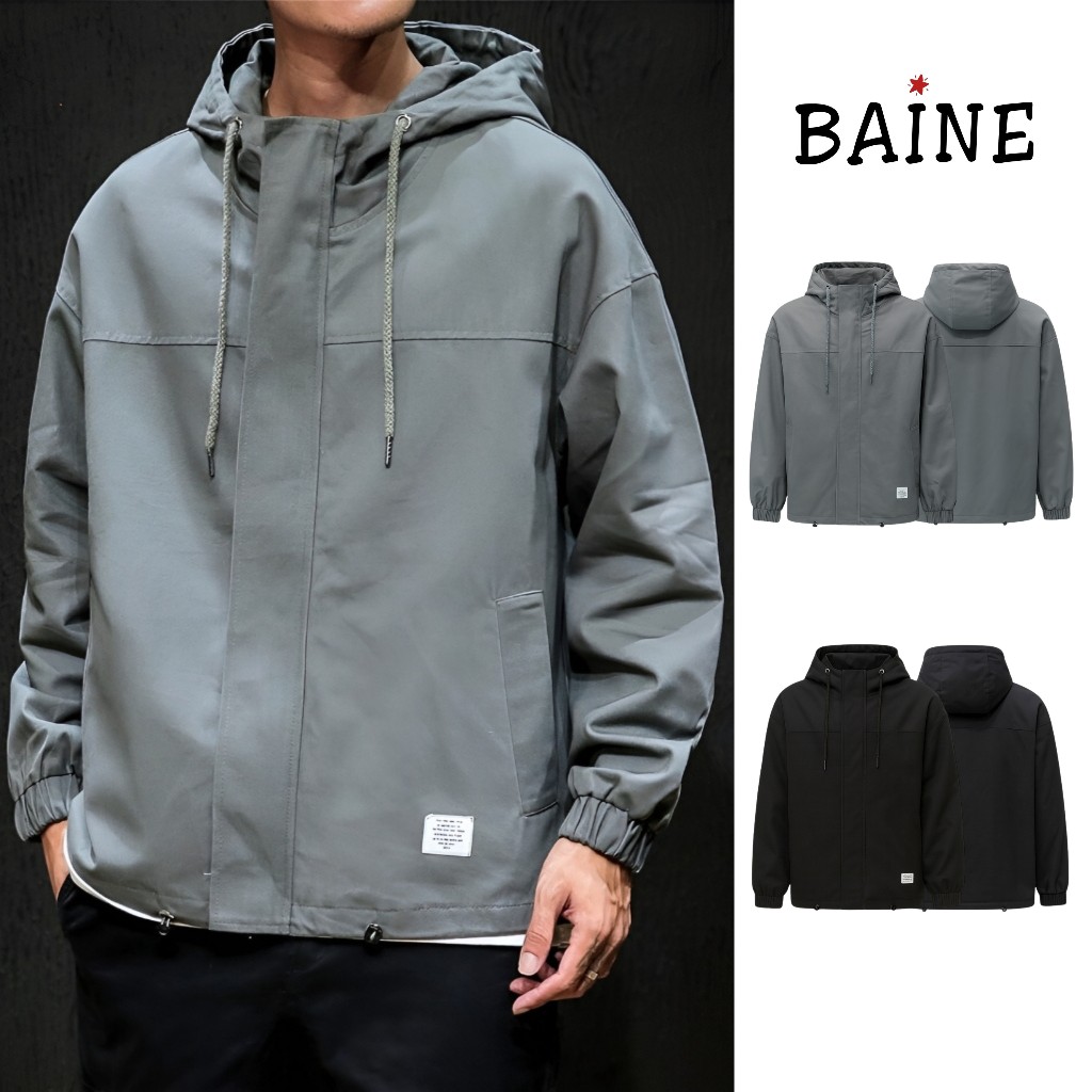 Áo Khoác Kaki Dù Có Nón Unisex Nam Nữ KK01, Áo Chống Nắng Kiểu Trơn Form Rộng Baine