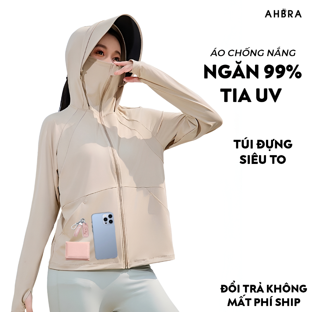 Áo Chống Nắng Nữ Ngắn Chống Tia UV Chất Thun Lạnh AHBRA UPF50-05