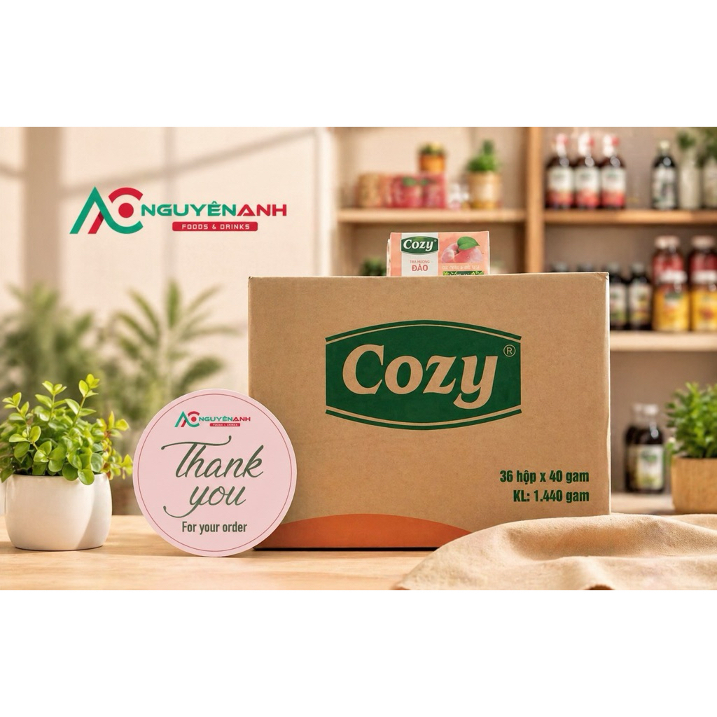 Thùng Đào Cozy Túi Lọc (1 Thùng 36 Hộpx40g) Pha Các Loại "TRÀ ĐÀO"
