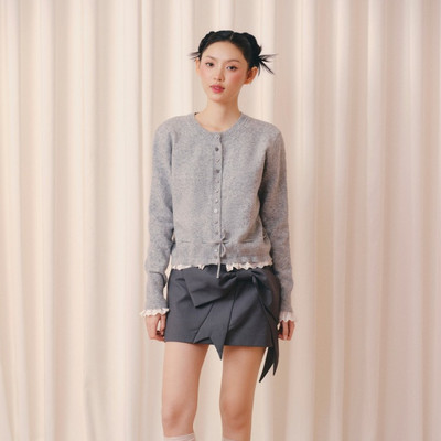 Áo len OLV sơ mi phối ren tiểu thư Knit Trim Long Sleeve Top ngọt ngào phù hợp thu đông