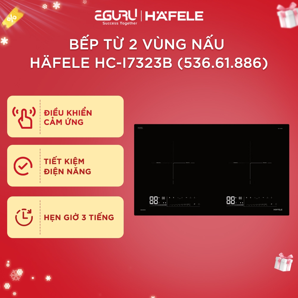 [Miễn phí lắp đặt] Bếp từ lắp âm 2 vùng nấu Hafele HC-I7323B 536.61.886 - Hàng chính hãng