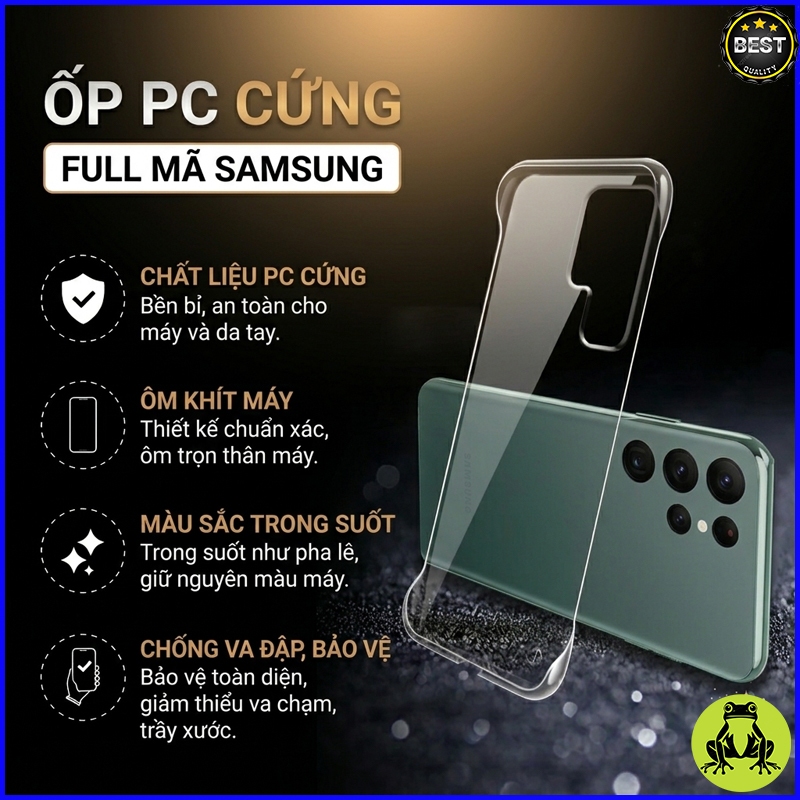 Ốp lưng trong suốt không viền cứng Samsung S25, Samsung S25+, Samsung S25 Ultra, S25 Edge ... hạn ch