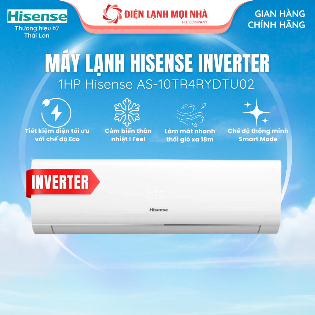 Máy Lạnh Hisense AS-10TR4RYDTU02 1HP Inverter – Làm Lạnh Nhanh, Tiết Kiệm Điện, Êm Ái