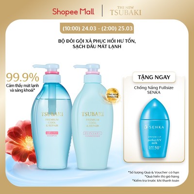 [LS] Bộ đôi Gội xả Phục hồi, sạch dầu & mát lạnh Tsubaki Premium Cool & Repair 450mlx2