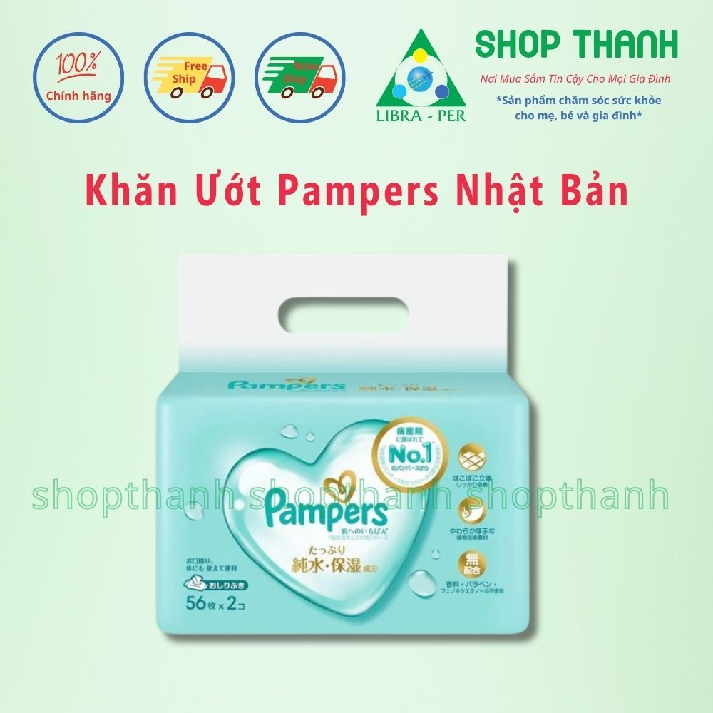 Khăn Giấy Ướt Pampers Chính Hãng Nhật Bản Không Cồn Không Paraben An Toàn Cho Da Nhạy Cảm Bé