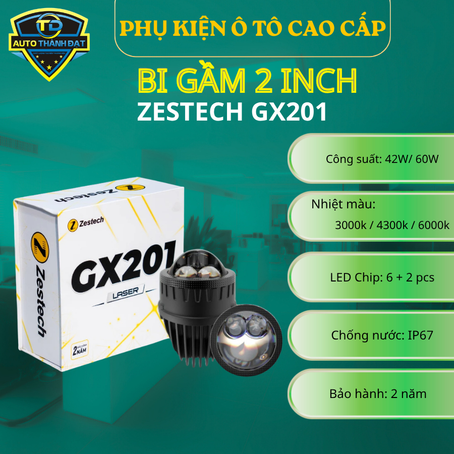 ĐÈN BI GẦM ZESTECH GX201 - 2.0INCH - CHÍNH HÃNG - BẢO HÀNH 2 NĂM