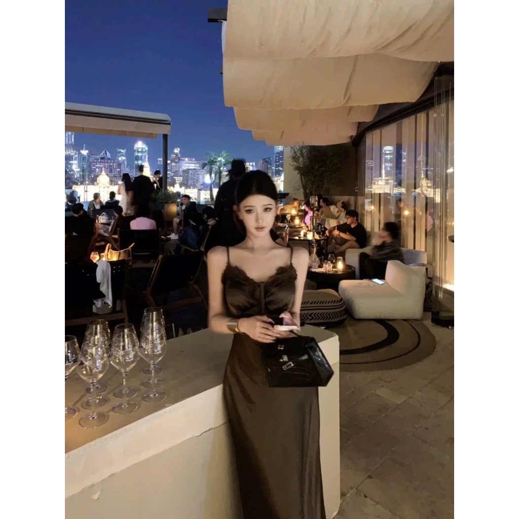 Đầm lụa dài thiết kế dây phối ren ngực thời trang basic sang trọng - LUNA | BigBuy360 - bigbuy360.vn