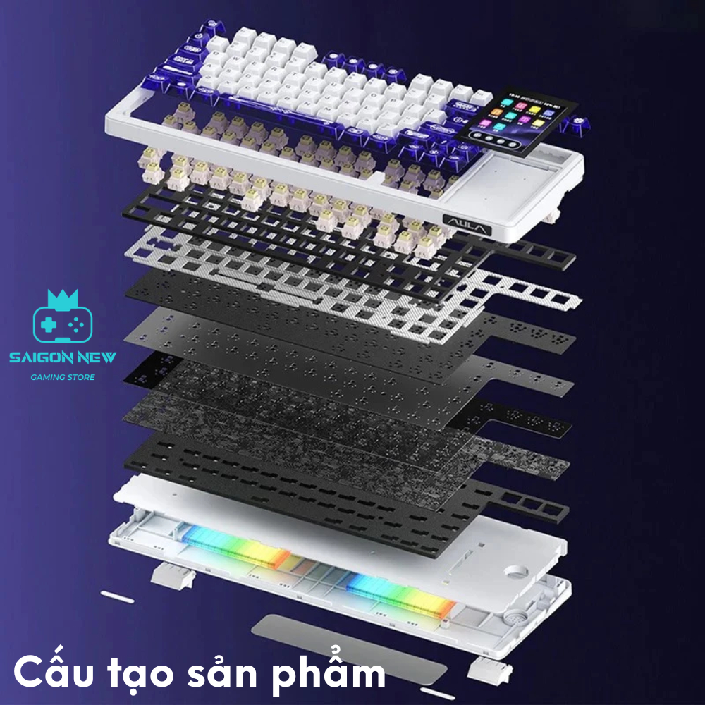Bàn phím cơ Bluetooth AULA L99 phù hợp văn phòng,chơi game - Màn LED cảm ứng hiện đại - Pin 8000mAh - Hỗ trợ hotswap | BigBuy360 - bigbuy360.vn
