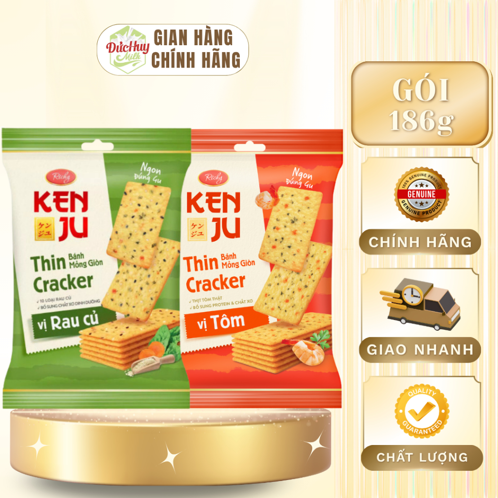 Bánh Giòn Kem Dẻo Nougat Hành Kenju Đủ Vị Gói 186g