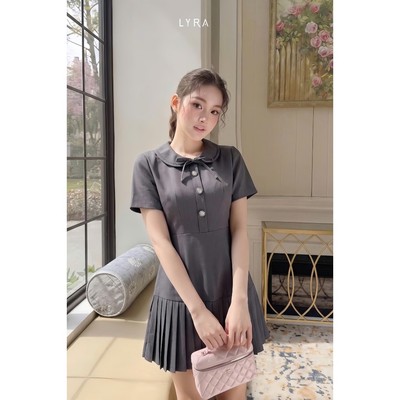 LYRA | DESIGN - Váy thiết kế cổ sen xếp ly phối nơ, màu sắc tôn da phong cách tiểu thư nhẹ nhàng - LWNVD033