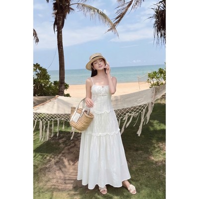 LYRA - Váy Hai Dây Maxi Dáng Dài Voan Xếp Tầng Phong Cách Tiểu Thư Vintage Nhẹ Nhàng Đi Biển Đi Chơi CSYVD0164