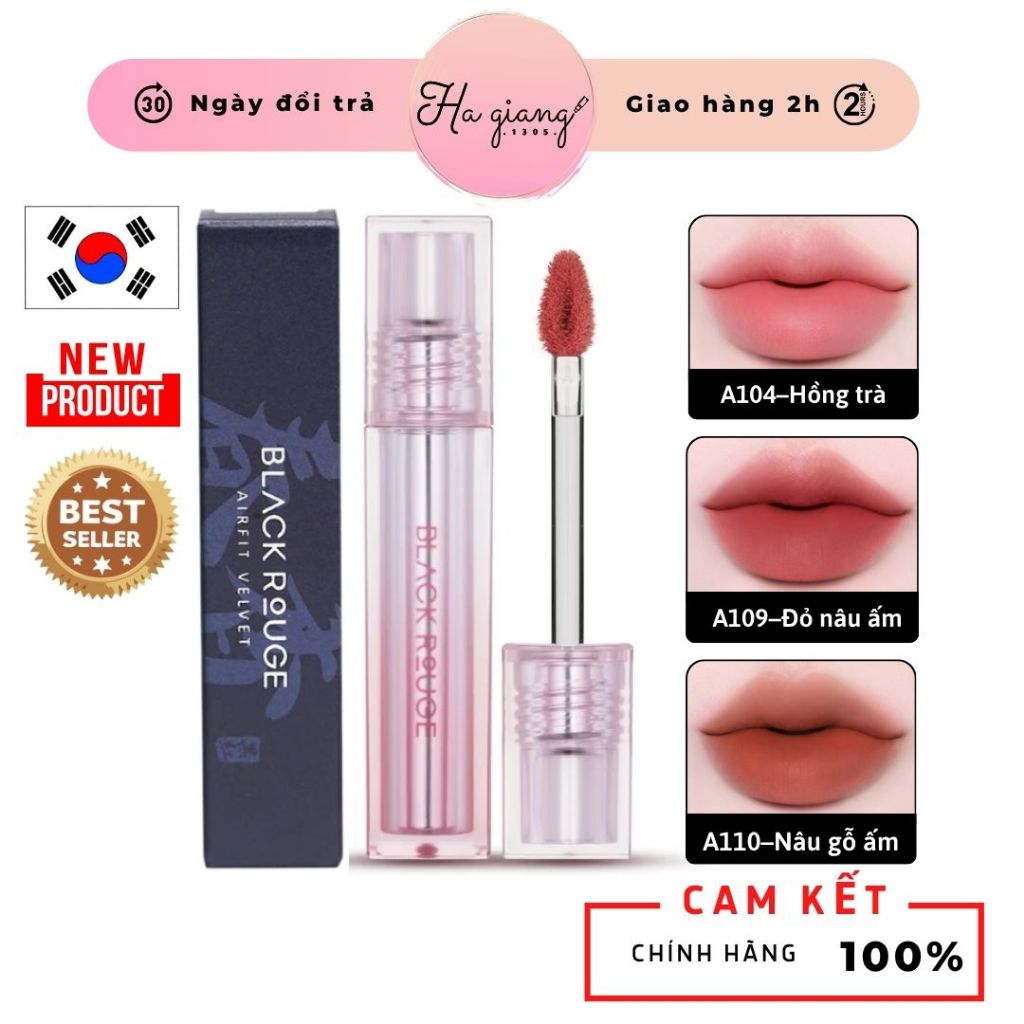 Son Kem Lì Black Rouge Air Fit Velvet Lite Ver 10  A109. Toasty Jujube - Đỏ Nâu Ấm, A110. Holy Oaky - Nâu Gỗ Ấm | BigBuy360 - bigbuy360.vn