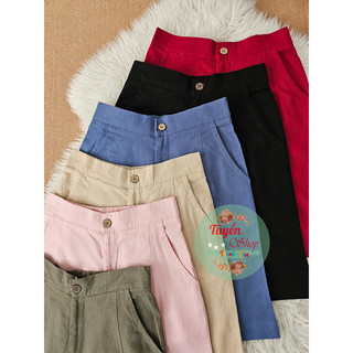 Quần ngố linen lưng nửa thun