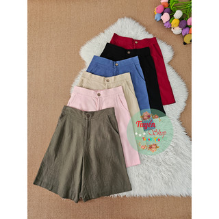 Quần ngố linen lưng nửa thun