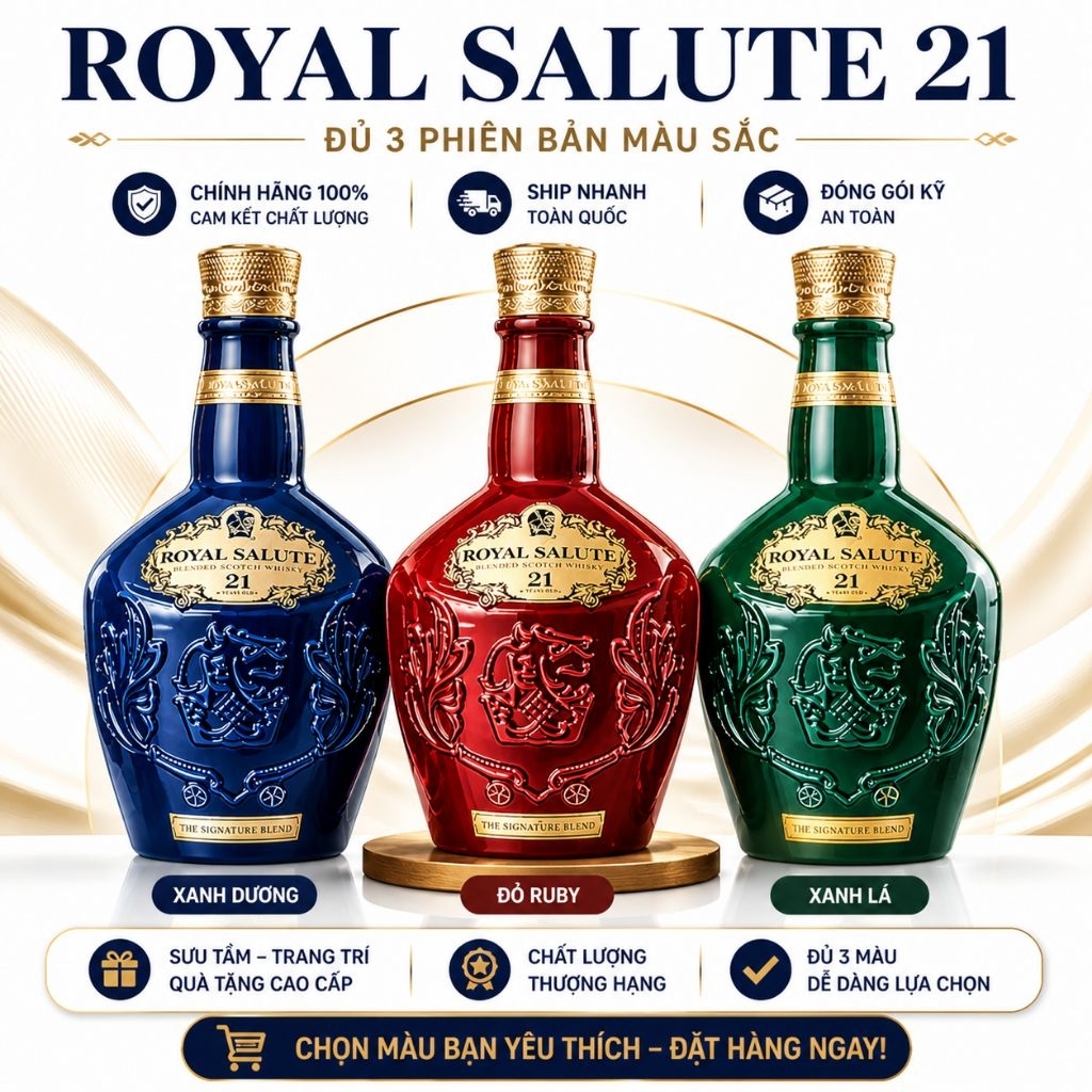 Vỏ Chai Rượu Chivas 21 Năm Xuất Xứ Scotland Gốm Sứ Dung Tích 700ml Có 3 Màu Rất Đẹp.Chai Rỗng Không 