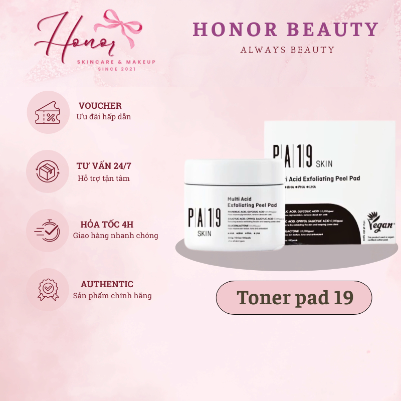 [Full-box Cty] Toner Pad tẩy tế bào chết da PA19 Skin - Hornor Beauty