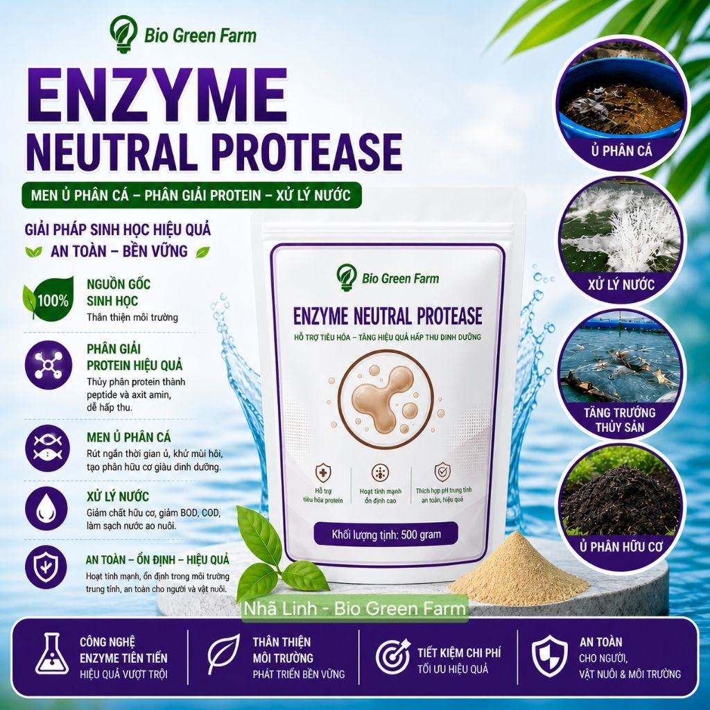 Enzyme Neutral Protease Nguyên Liệu Nhập Khẩu Gói Chiết Lẻ 500G