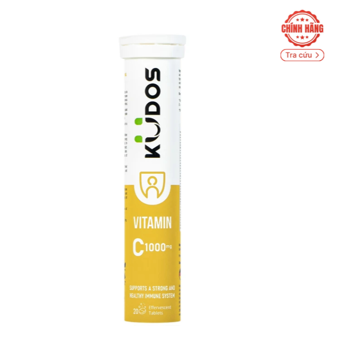 Viên sủi giúp bổ sung vitamin C cho cơ thể Kudos Vitamin C 1000mg hương chanh (20 viên)