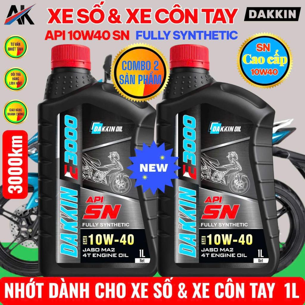 COMBO 2 CHAI DẦU NHỚT DAKKIN E3000 10W40 API SN  CHAI 0,8L/1L