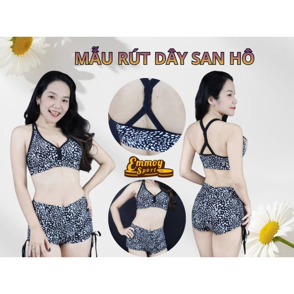 San Hô - Bộ Quần Rút Dây Tập Aerobic Yoga Gym Thể Thao Nữ Emmoy Sport