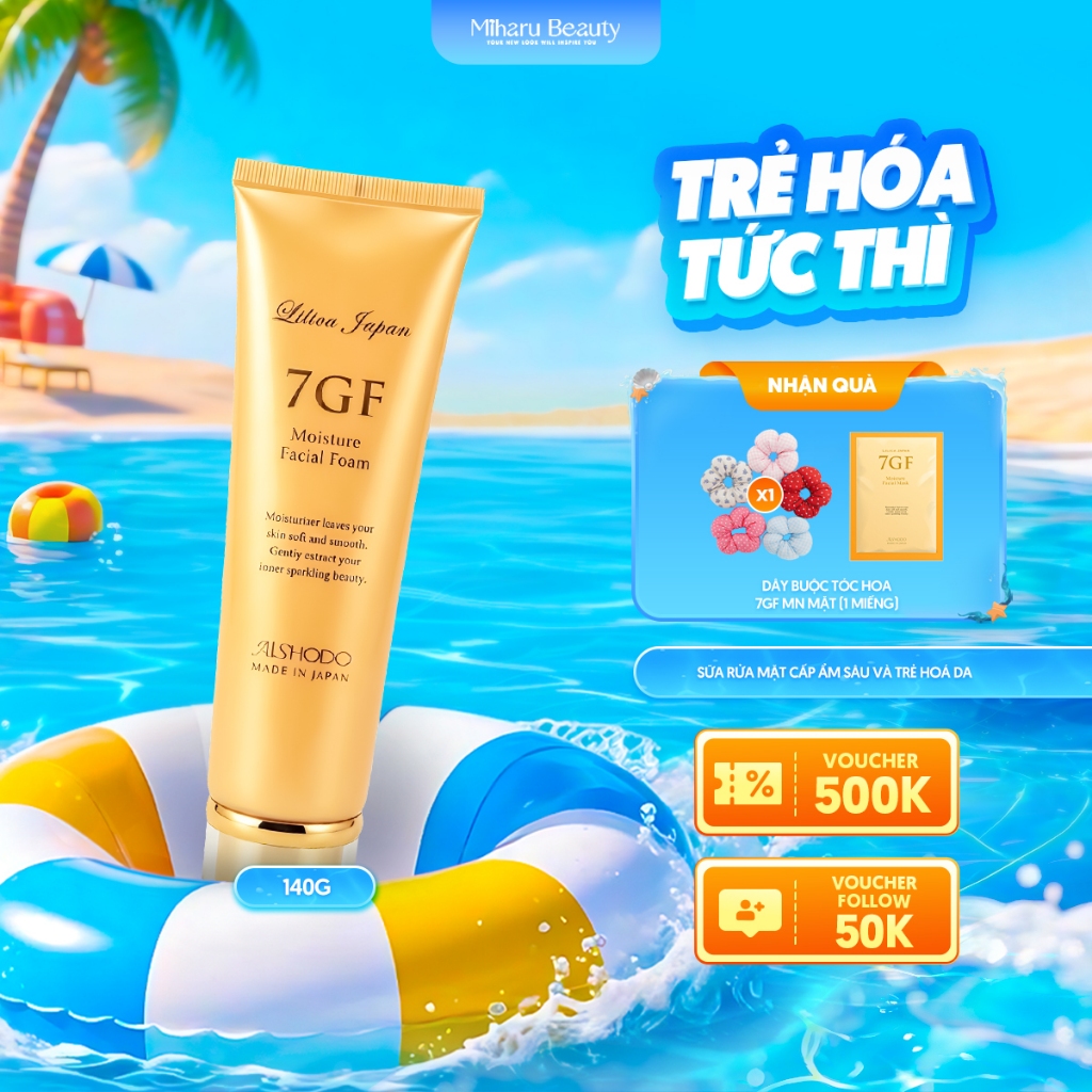 Sữa rửa mặt tạo bọt cấp ẩm chứa tinh chất Peptide và Collagen - 7GF Moisture Facial Foam 140g