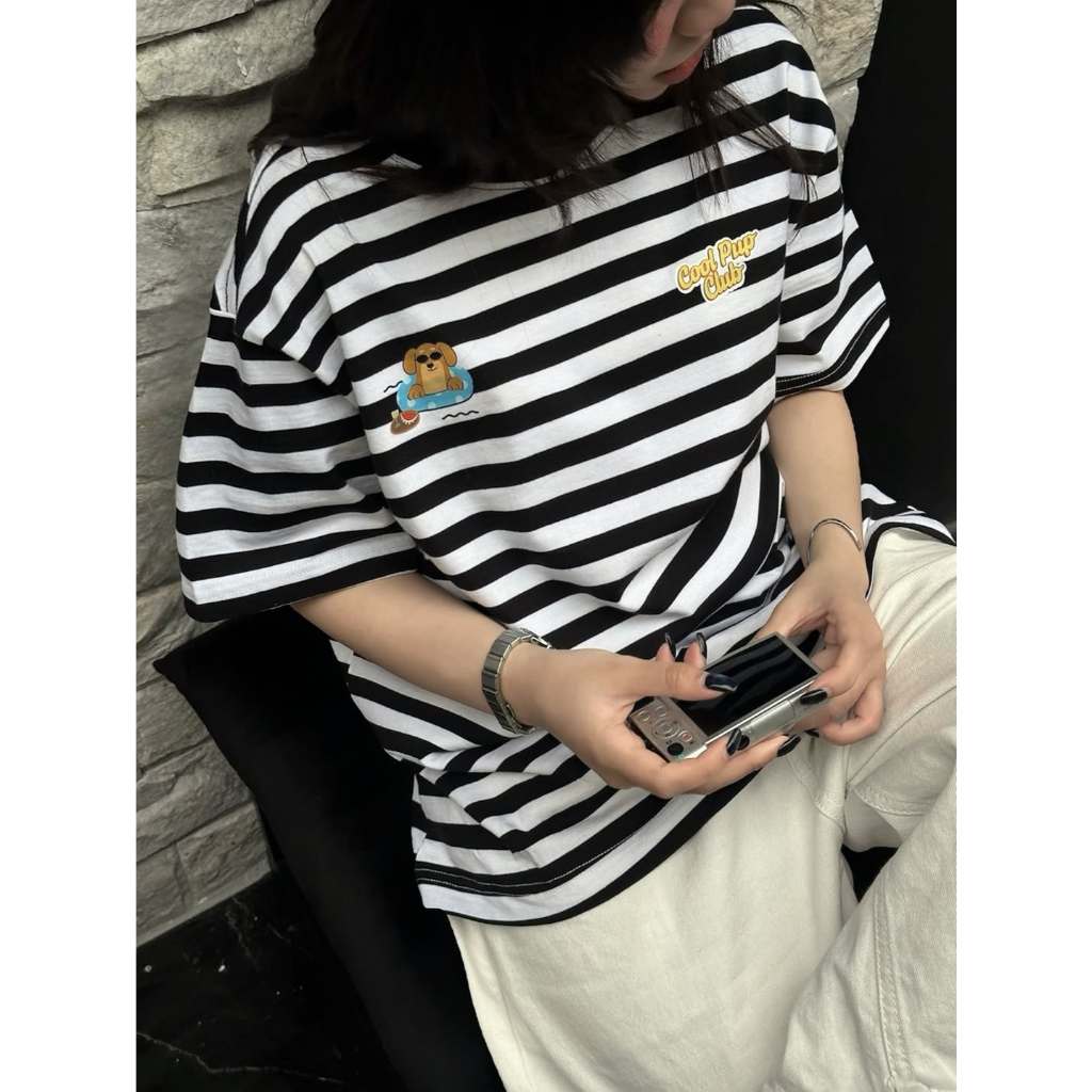 Áo Thun Boxy Sọc Ngang Cool Pup Club Local Brand Homiesstu, Áo Nam Nữ Unisex Menswear Hot Trend 2025 | BigBuy360 - bigbuy360.vn