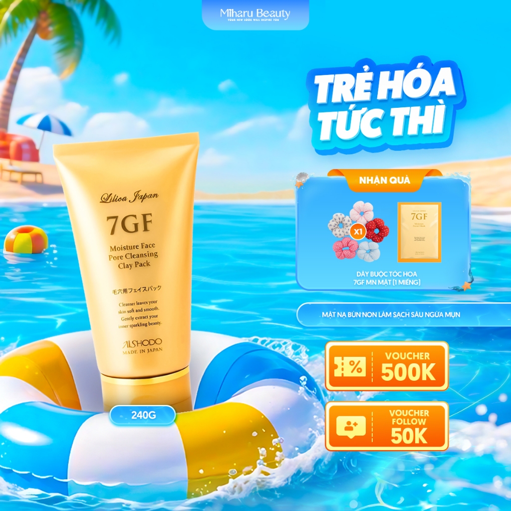 Mặt nạ bùn non làm sạch sâu ngừa mụn tinh chất Peptide & Collagen - 7GF Cleansing Clay Pack 240g