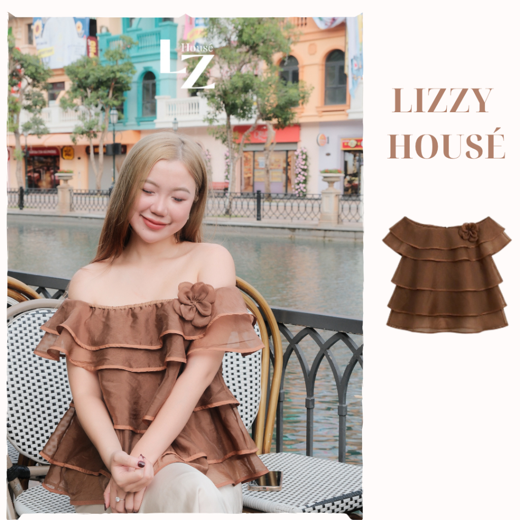 [ Deal mở bán ] LIZZY HOUSÉ Visa Lizzy - Áo Voan Tơ Mềm Kèm Hoa Thiết Kế Sang Trọng Phong Cách Thời 