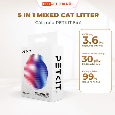 Cát mèo cao cấp PETKIT 5in1 Mix Đậu Nành và Đất Sét Khử Mùi Và Vón Tốt, Xả Tolet, Tan Trong Nước