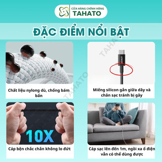 Cáp sạc Type c to typec c  60W dây sạc Anker TAHATO dây sạc nhanh cho iP 15 trở lên - Androi chiều dài 1m A8753