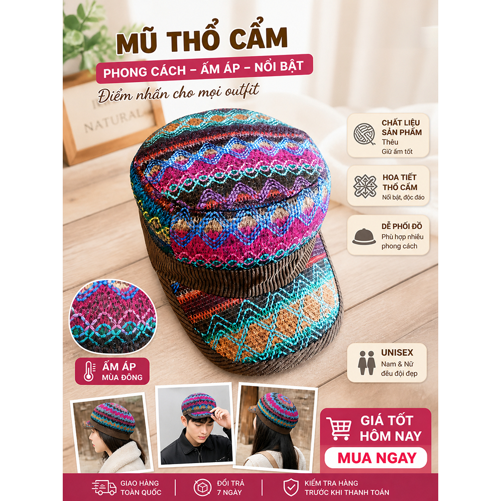 nón thổ cẩm cao cấp(ms: NN76)