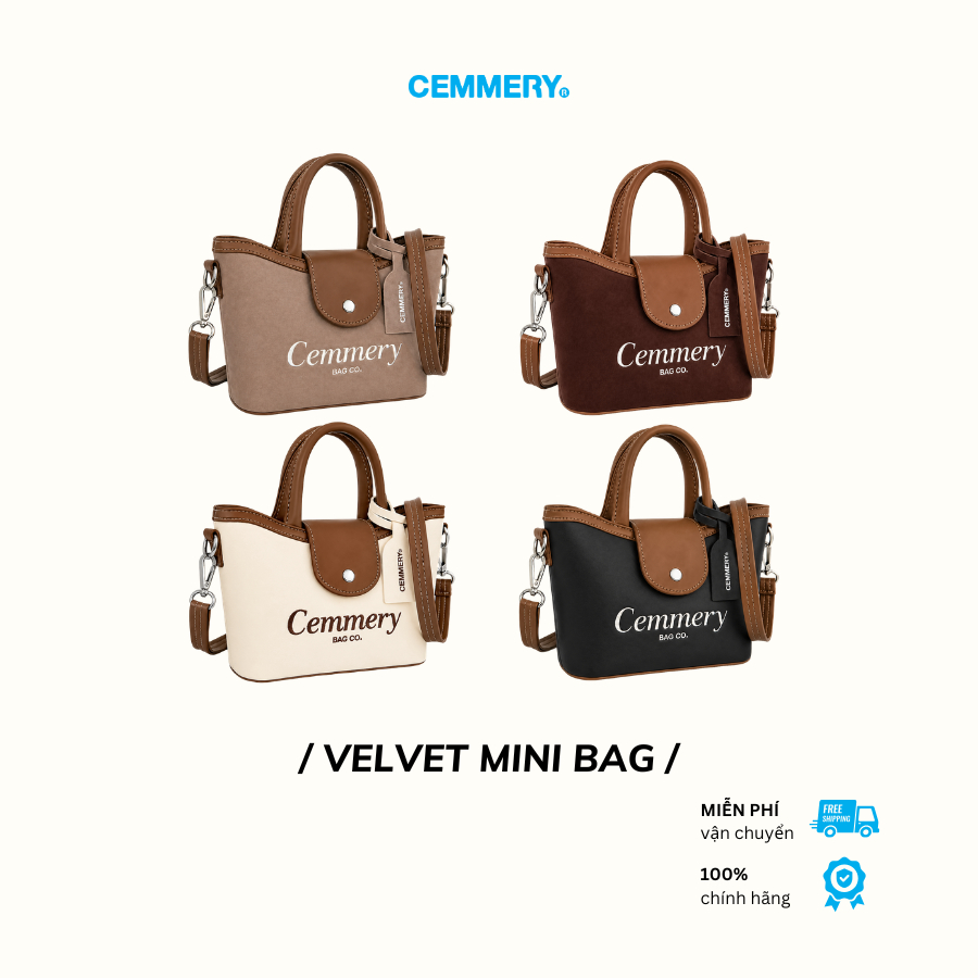 Túi Đeo Chéo CEMMERY Local Brand Chính Hãng Velvet Mini Bag Logo Thêu Nắp Nam Châm 4 Màu | BigBuy360 - bigbuy360.vn