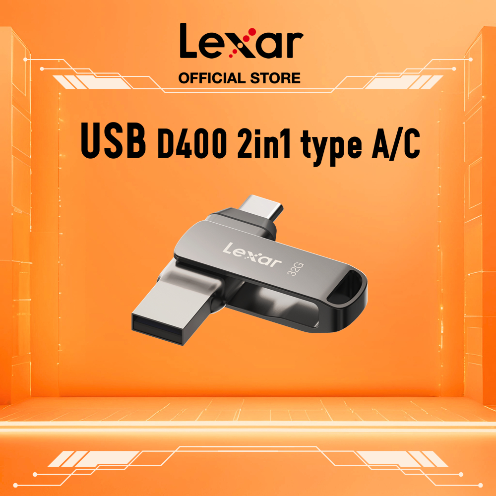 USB 3.2 Lexar D400 32GB - 2 Đầu Type-C & Type-A, Tốc Độ 100MB/s - Kết Nối Điện Thoại, Máy tính