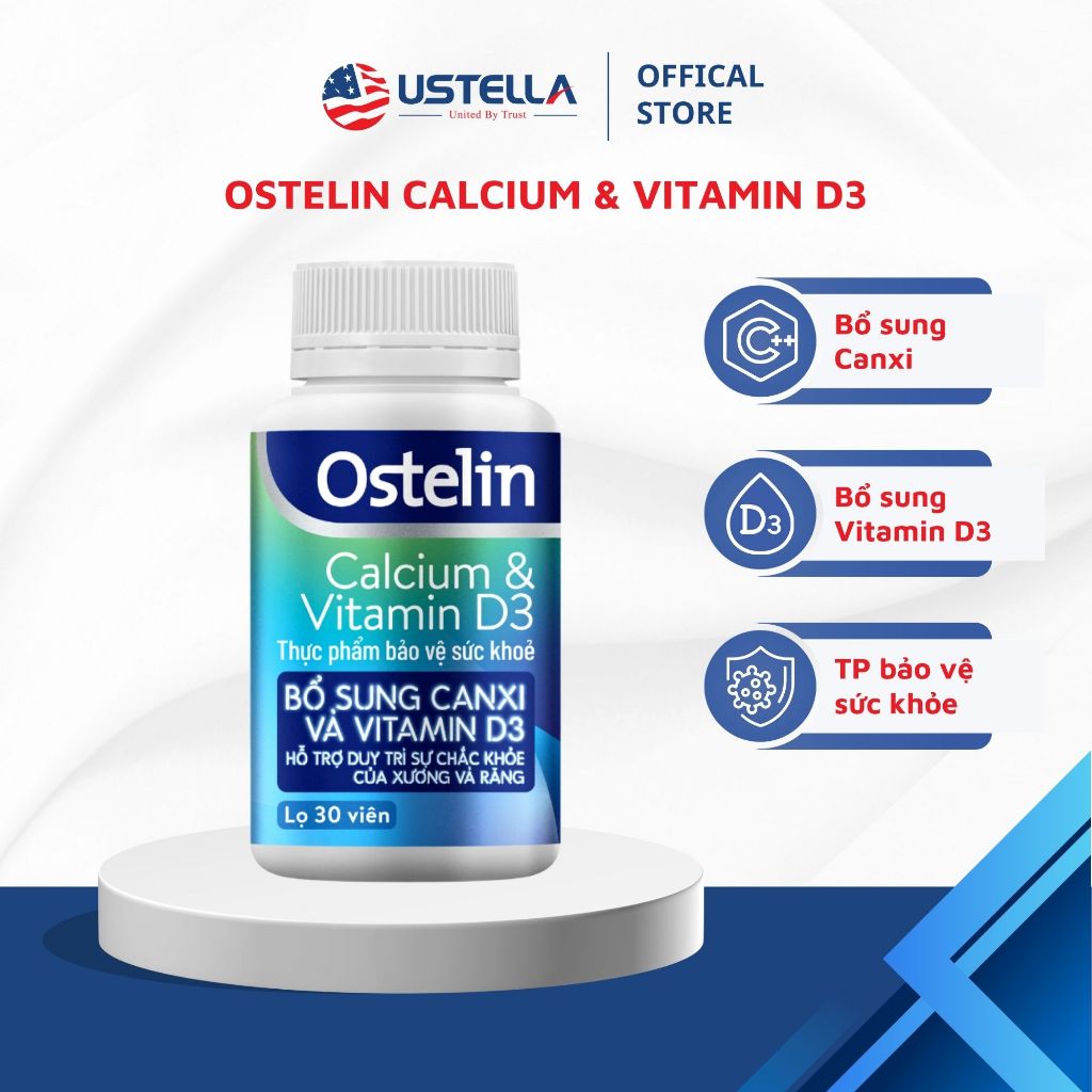 Ostelin calcium & vitamin D3 - Bổ sung canxi, D3 (Chai x 30 viên)