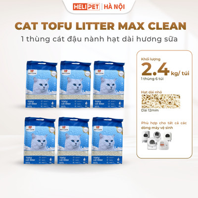 [1 THÙNG 6 TÚI - 14.4KG] Cát Đậu Nành Max Clean Hạt Dài Nhỏ - Siêu Vón Cục Không Bụi Tan Trong Nước