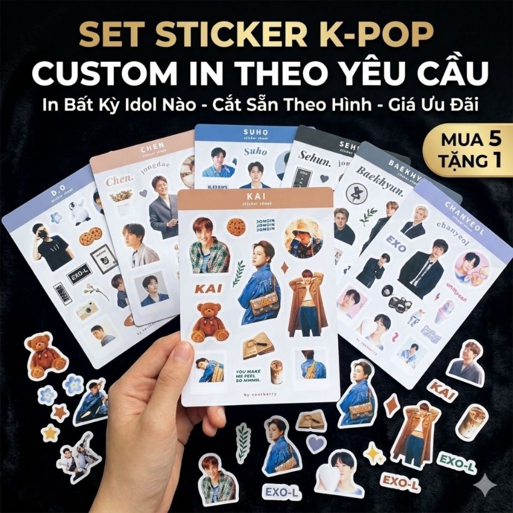 [IN THEO YÊU CẦU] Sticker Tự Chỉnh Hình Idol, Cá Nhân Theo Xu Hướng Cute, Babe, Dễ Thương