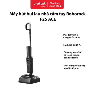 Máy Hút Bụi Lau Nhà Cầm Tay Roborock F25 ACE| Không Dây| Giặt Sấy Tự Động Con Lăn| Lực Hút 20.000Pa
