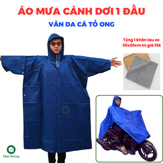 Áo mưa cánh dơi 1 đầu (tặng 1 khăn lau xe) vải dù, loại đại, vân da cá: siêu bền, chống đọng nước, không bong tróc