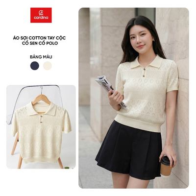 Áo polo nữ CARDINA chất liệu dệt sợi cotton tay cộc cổ polo 6ALC02
