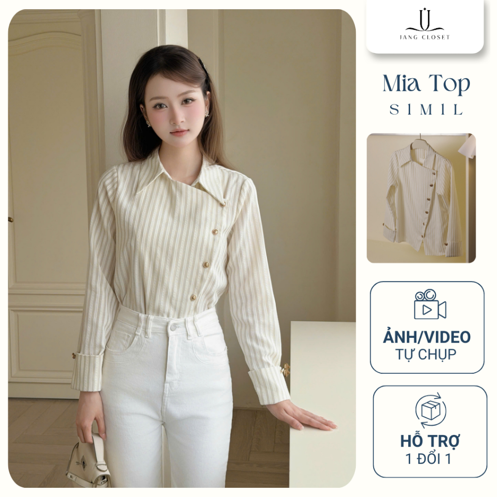 [NEW COLLECTION] Áo sơ mi sọc phối cúc hàng thiết kế Jang Closet phù hợp đi chơi đi làm MIA TOP