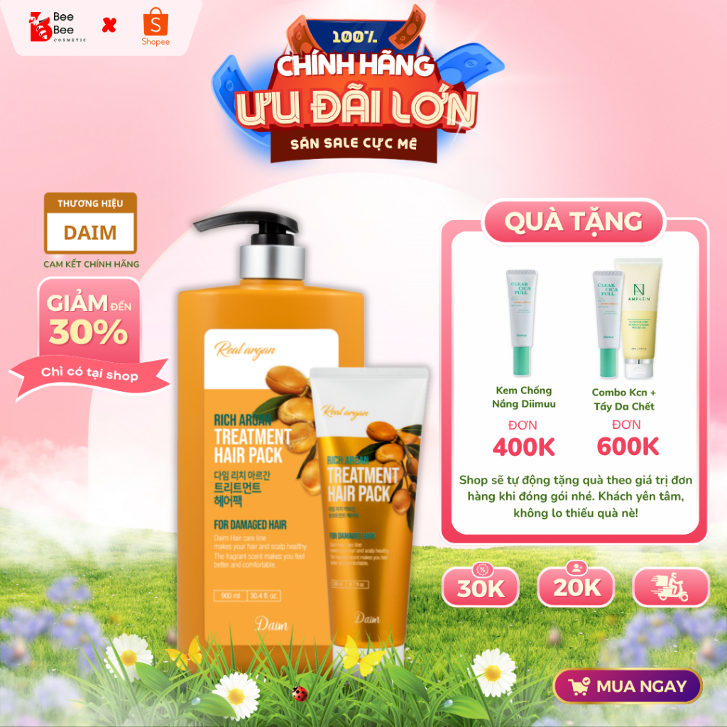 [AUTH 100%] Kem Ủ Tóc Chứa Dầu Argan DAIM Rich Argan Treatment Hair Pack 200ml