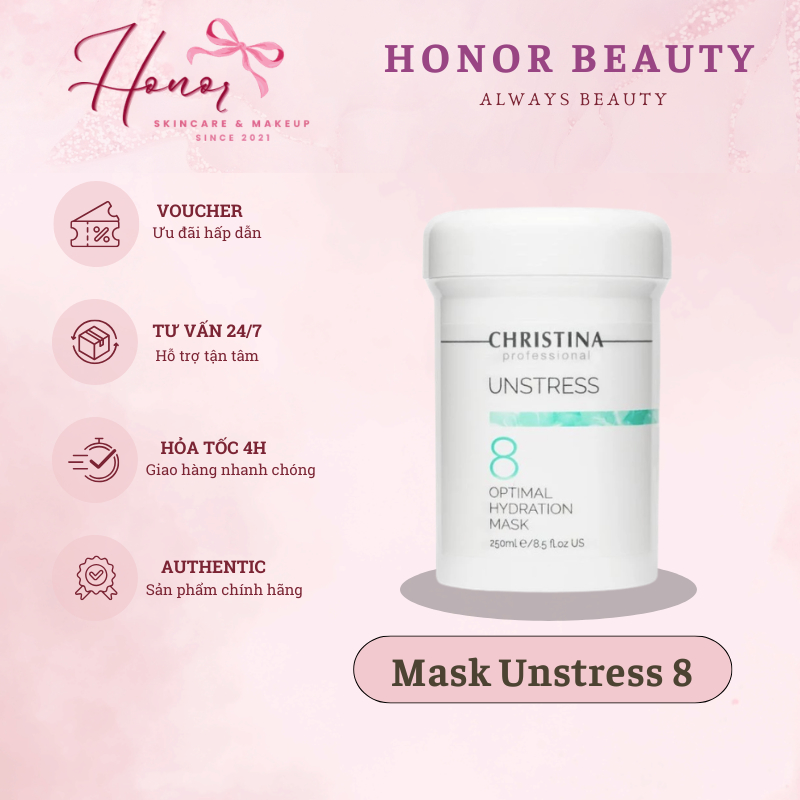 [Mẫu mới] Mặt nạ Christina Unstress 8 Optimal Hydration Mask phục hồi, dưỡng ẩm - Hornor Beauty