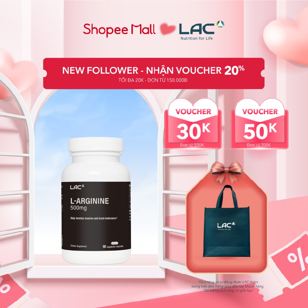Viên uống tăng cường sức bền và hiệu suất tập luyện dành cho nam giới LAC Men's L-Arginine 500mg (90