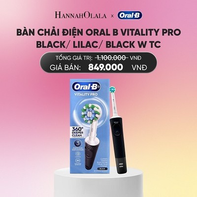 [Hannah Olala x Oral B] Bàn Chải Điện ORAL B Vitality Pro Chính Hãng, BH 1 Đổi 1, Chuyển Động Rung 360°, Chống Nước IPX7