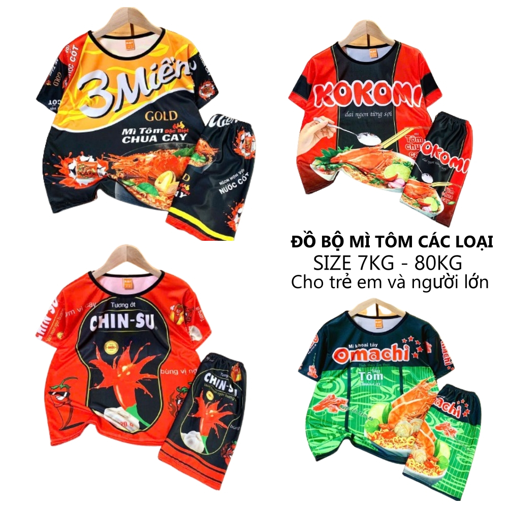 ĐỒ BỘ MÌ HẢO HẢO MÌ KOKOMI MI 3 MIỀN MÌ OMACHI size 7kg đến 80kg cho bé và người lớn