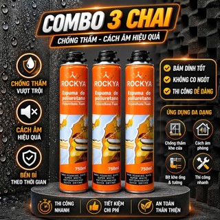 Chai Keo Xịt Bọt Nở ROCKIYA Dung Tích 750ml - Tỷ Lệ Tạo Bọt Cao , Nhanh Khô, Chống thấm, Cách nhiệt