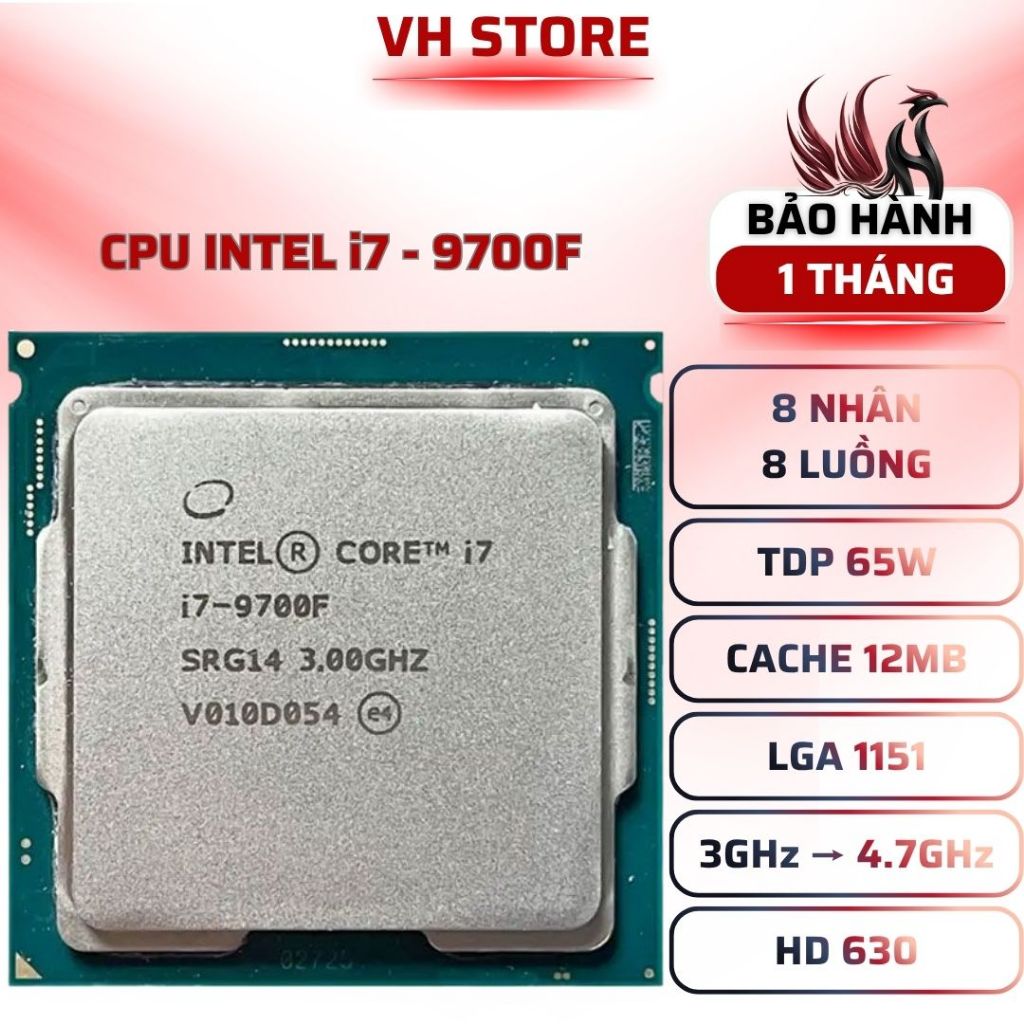 CPU Intel Core i7-9700F 8C 4.7GHz LGA1151 - BẢO HÀNH 1 THÁNG - VHSTORE