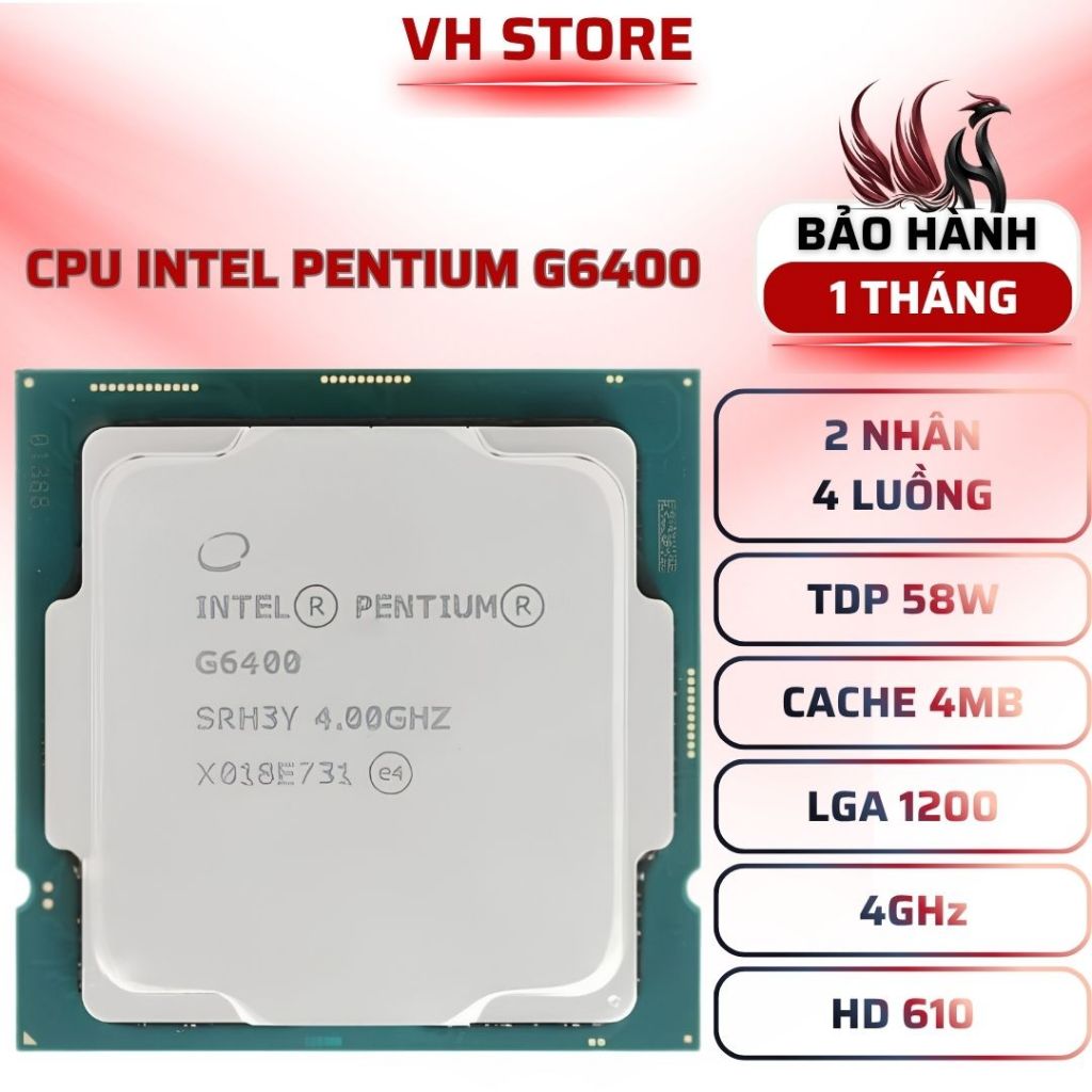 CPU Intel Pentium G6400 4.0GHz 2C4T UHD610 LGA1200 - BẢO HÀNH 1 THÁNG - VHSTORE