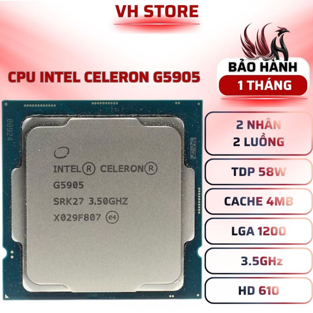 CPU Intel Celeron G5905 3.5GHz 2C2T UHD610 LGA1200 - BẢO HÀNH 1 THÁNG - VHSTORE