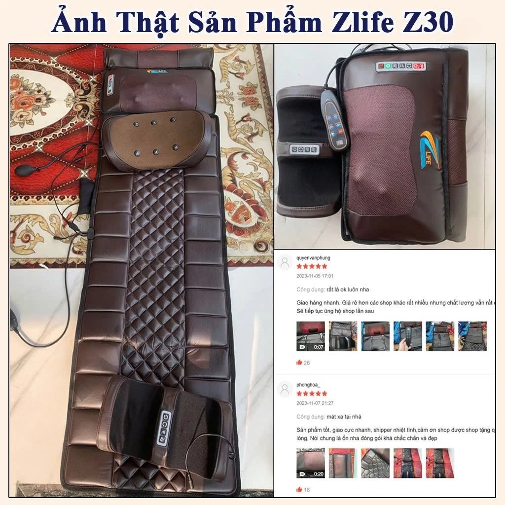 [ Thẻ bảo hành] Đệm Massage Toàn Thân ZLIFE Z30 Gấp Gọn, Nhiệt Ấm, 9 Chế Độ, Thư Giãn Cổ Vai Lưng, Dùng Tại Nhà | BigBuy360 - bigbuy360.vn